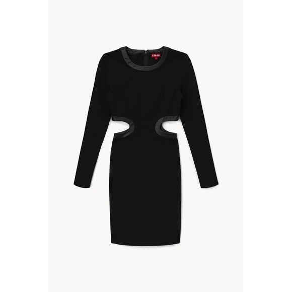 NEW Staud Dolce Long Sleeve Cutout Mini Dress Sz L Black - Picture 15 of 16